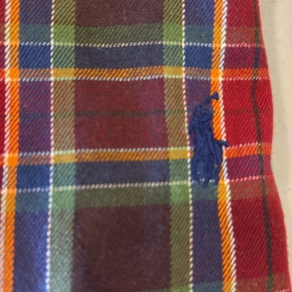 Ralph Lauren Mens LT Red and Blue Plaid Flannel 100% Cotton Button Down Shirt - Picture 4 of 5